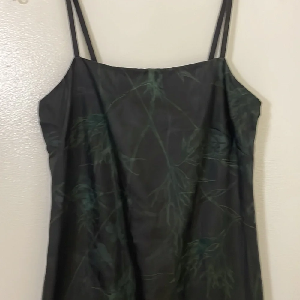 Ann Taylor loft silk organza LBD black green silk organza dress holiday 2 EUC